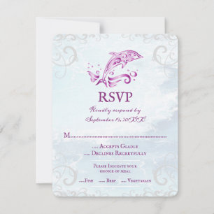 Magenta Dolphin Wedding RSVP Card