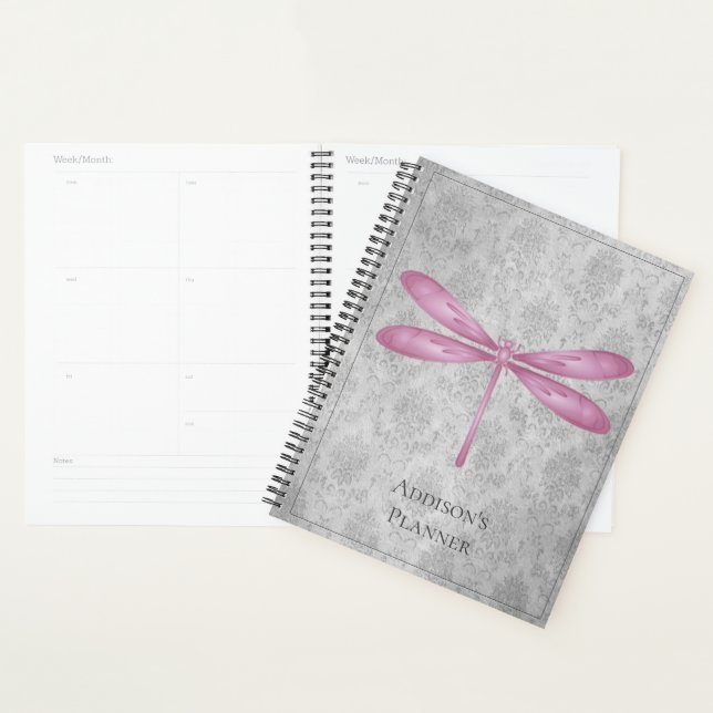 Magenta Dragonfly Damask Planner (Display)