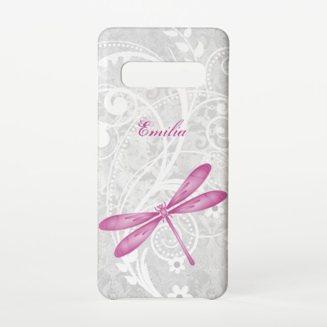 Magenta Dragonfly Personalise Samsung Galaxy Case (Back)