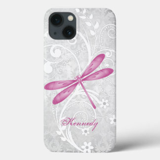 Magenta Dragonfly Personalised iPhone 13 Case