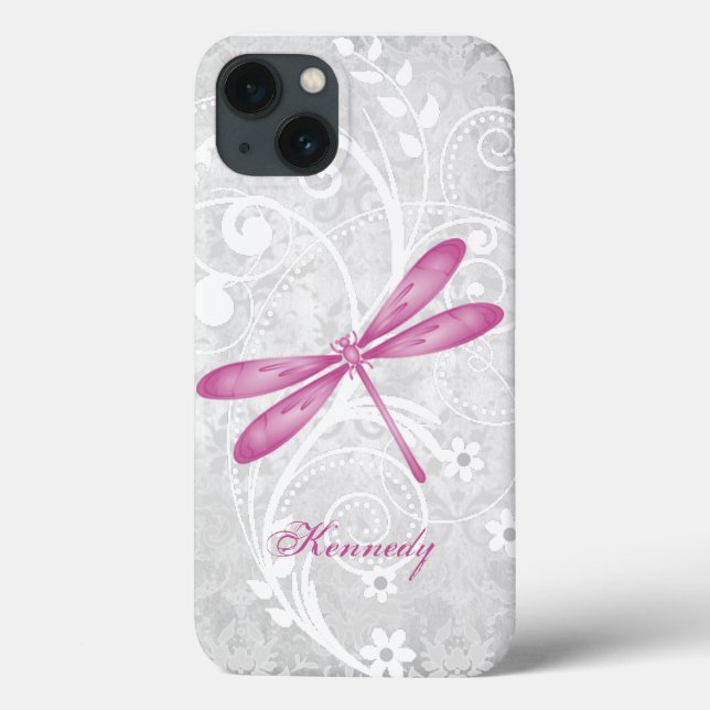 Magenta Dragonfly Personalised Case-Mate iPhone Case (Back)