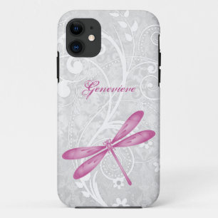 Magenta Dragonfly Personalised iPhone 11 Case