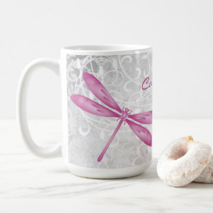 Magenta Dragonfly Personalised Coffee Mug