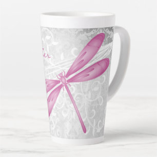Magenta Dragonfly Personalised Latte Mug