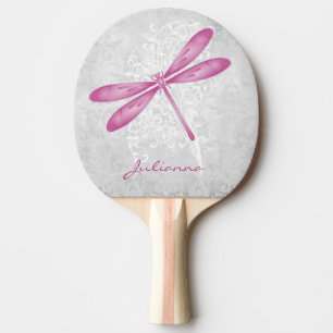 Magenta Dragonfly Personalised Ping Pong Paddle