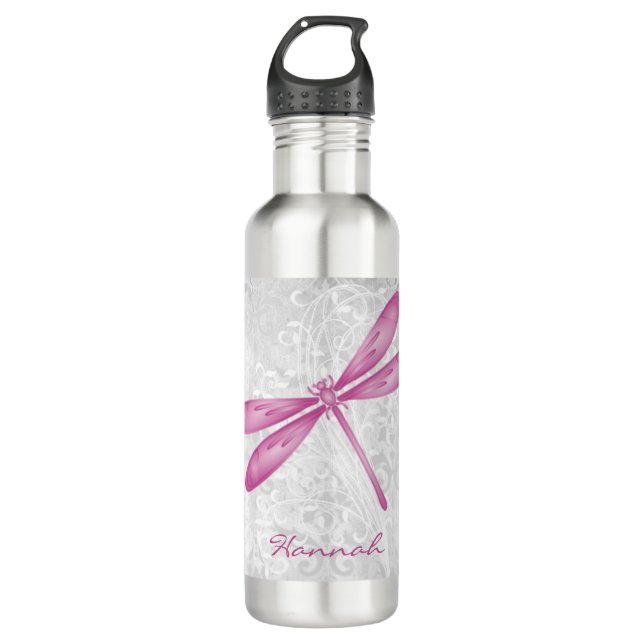 Magenta Dragonfly Personalised Stainless Steel Wat 710 Ml Water Bottle (Front)