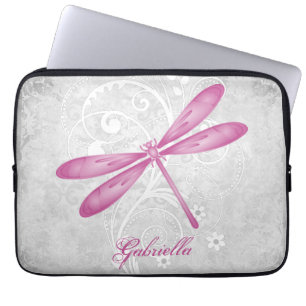 Magenta Dragonfly Personalized Laptop Sleeve
