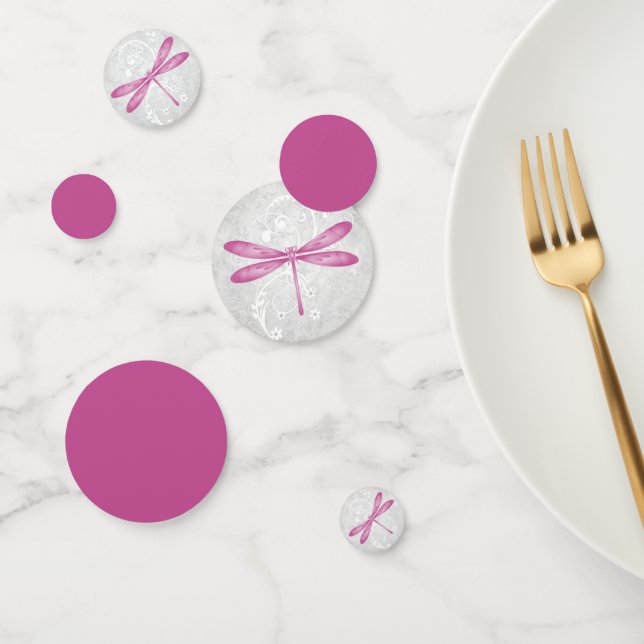 Magenta Dragonfly Wedding Table Confetti (Group)