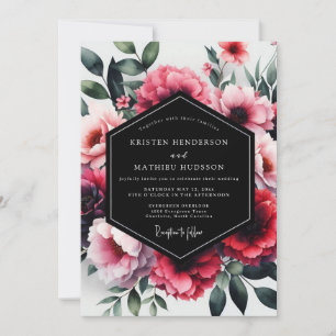 Magenta Dramatic Botanical Wedding Invitation