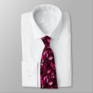 Magenta Dream - Black & Burgundy Botanical Tie