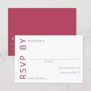 Magenta  Elegant Modern Minimalist Wedding RSVP Card