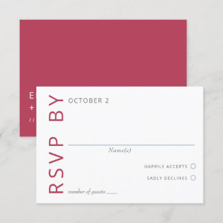 Magenta Elegant Modern Minimalist Wedding RSVP Card