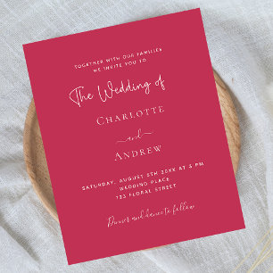 Magenta elegant script budget wedding invitation flyer