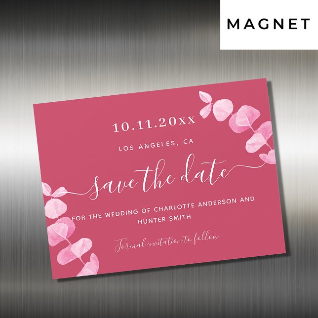 Magenta eucalyptus wedding save the date magnet (Creator Uploaded)