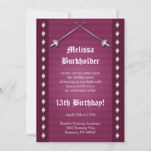 Magenta Fencing Birthday Party Invitation