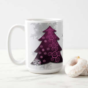 Magenta Festive Christmas Tree Coffee Mug