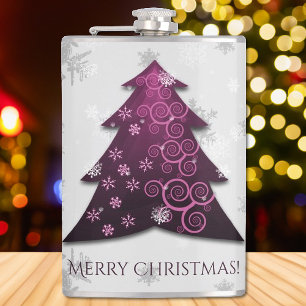 Magenta Festive Christmas Tree Flask