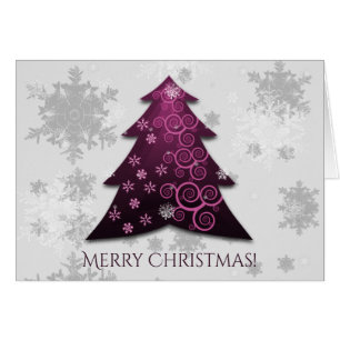 Magenta Festive Christmas Tree Greeting Card