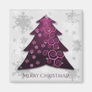 Magenta Festive Christmas Tree Magnet