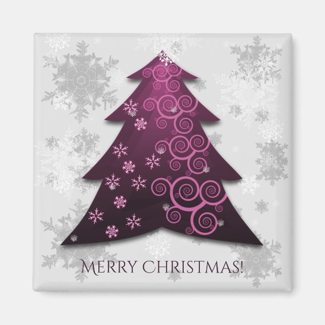 Magenta Festive Christmas Tree Magnet (Front)