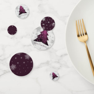 Magenta Festive Christmas Tree Table Confetti