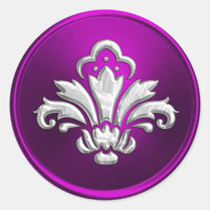 Magenta Fleur de Lis Envelope Seal Embossed Look
