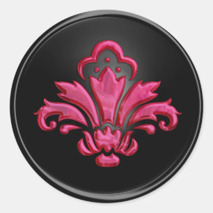 Magenta Fleur de Lis on Black Envelope Seal