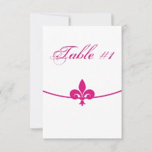 Magenta Fleur de Lis Reception Table Card