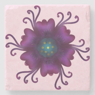 Magenta Floral Bloom   Modern Botanical Flower  Stone Coaster