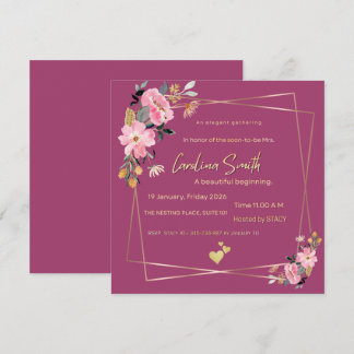 Magenta Floral Bridal Shower Invitation – Elegant 