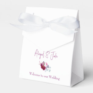 Magenta Floral Champagne White Wedding Favour Box