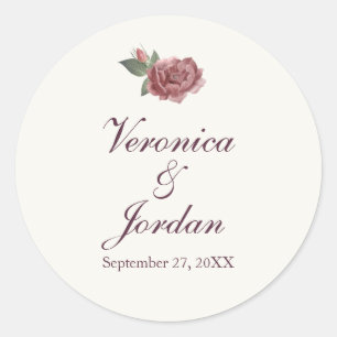 Magenta Floral Custom Wedding Stickers