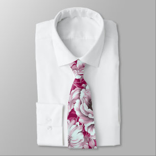Magenta Floral Fuchsia Pink Flower Neck Tie