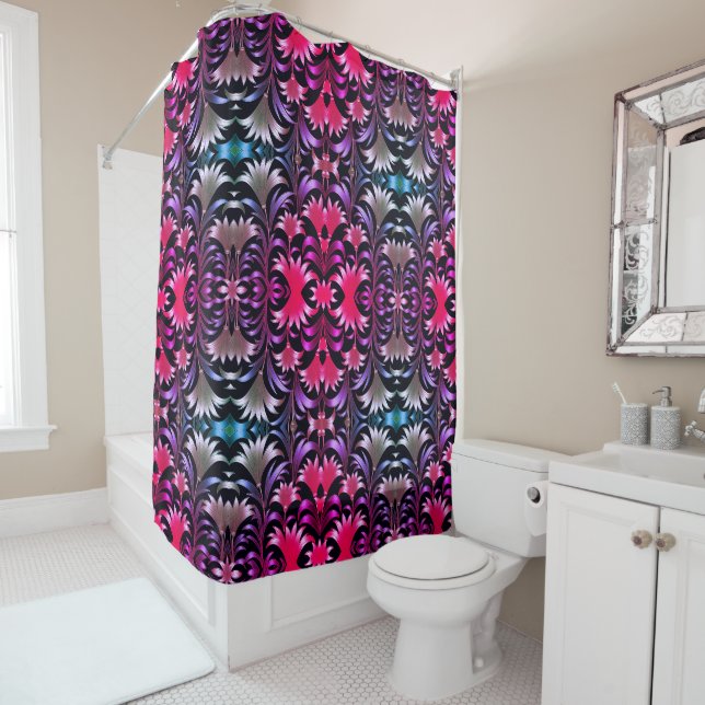 Magenta Floral Fuse Shower Curtain (In Situ)