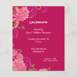 Magenta floral  invitation flyer