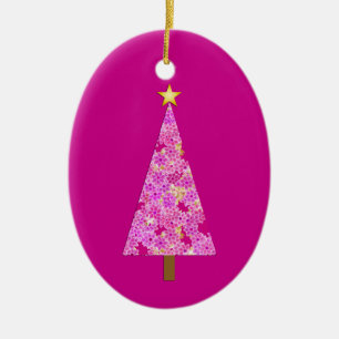 Magenta floral modern Christmas tree Ceramic Tree Decoration