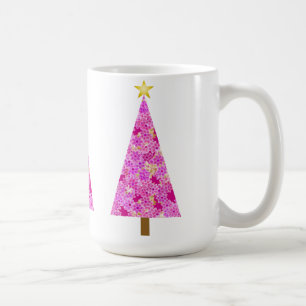 Magenta floral modern Christmas tree Coffee Mug