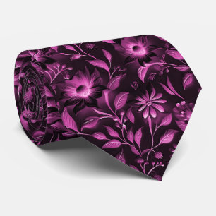 Magenta Floral Neck Tie