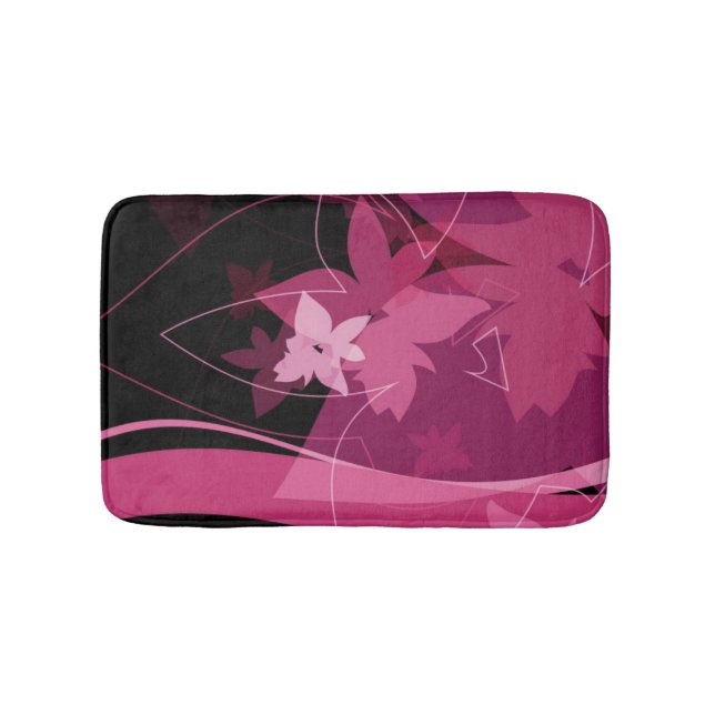 Magenta Floral Pattern Bath Mat (Front)
