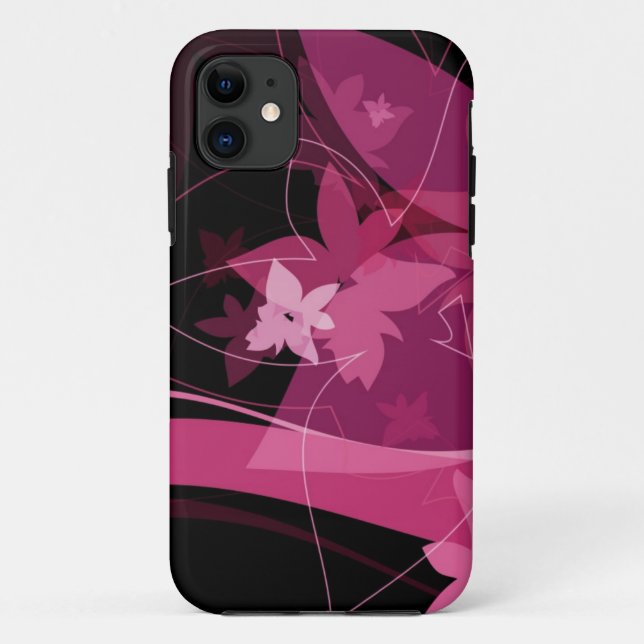 Magenta Floral Pattern Case-Mate iPhone Case (Back)
