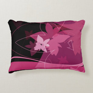 Magenta Floral Pattern Decorative Cushion