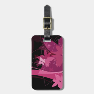 Magenta Floral Pattern Luggage Tag