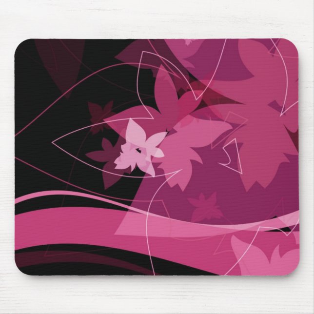 Magenta Floral Pattern Mouse Mat (Front)