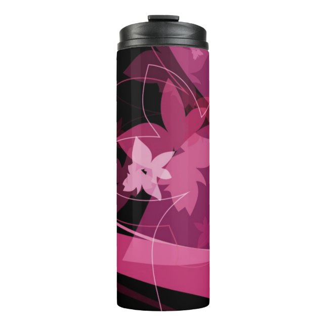 Magenta Floral Pattern Thermal Tumbler (Front)
