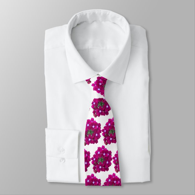 Magenta Floral Pattern Tie (Tied)