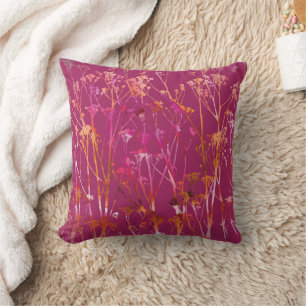 Magenta Floral Print Cushion