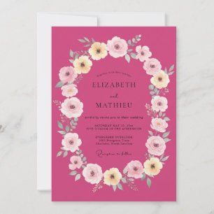 Magenta Floral Romantic Spring Wedding Invitation