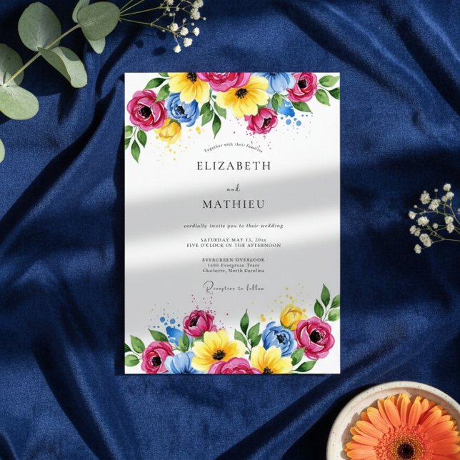 Magenta Floral Romantic Wedding Invitation (Creator Uploaded)