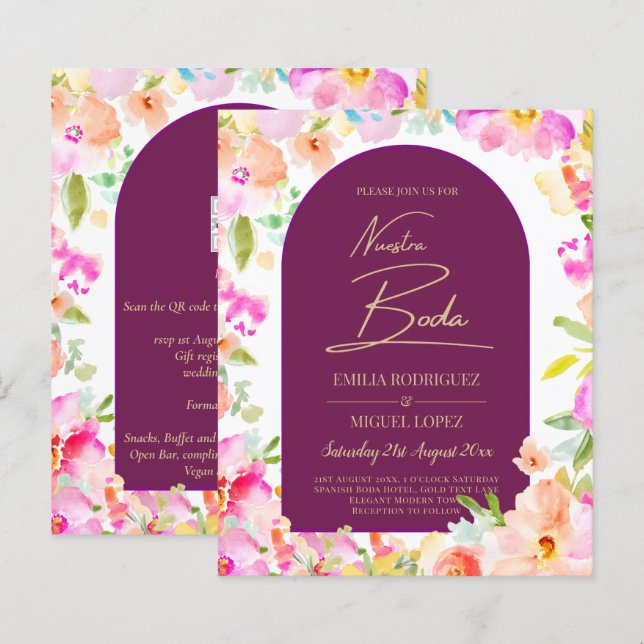 Magenta Floral Wedding (Front/Back)