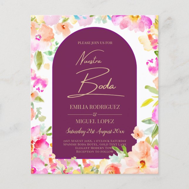 Magenta Floral Wedding Flyer (Front)